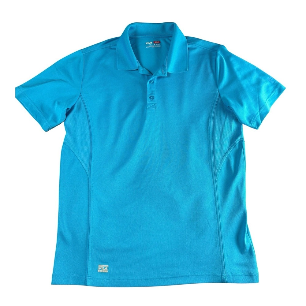 FILA Golf Polo Shirt Mens Medium Blue Performance Short Sleeve Athletic